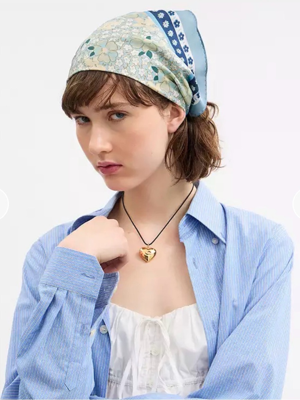 Coach Floral Blue & Cream Silk Diamond Scarf
